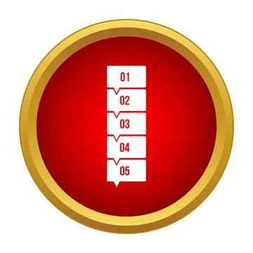 Numbered steps infographic process in red circle icon Stock Illustration