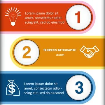 Numbered three multi-coloured strips Stock Illustration