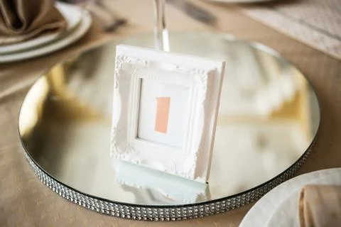 Numbering of wedding tables Stock Photos