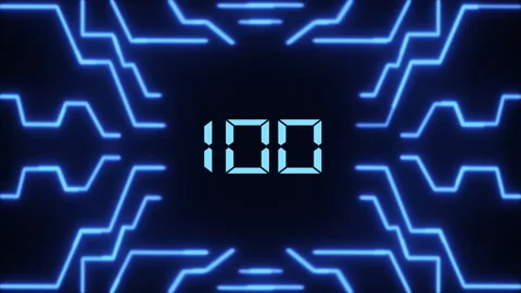 Numbers 0-100 Animated For Intro Blue Tone Background Futuristic Effect Loading Stock Footage 164170409