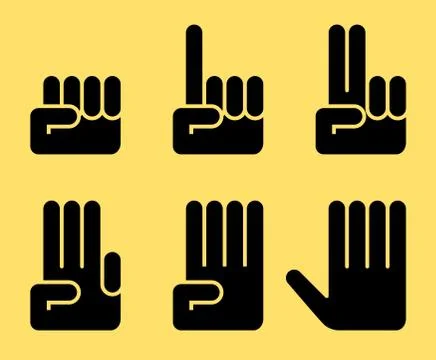 Numbers of 0 to 5 with hands Stock Illustration