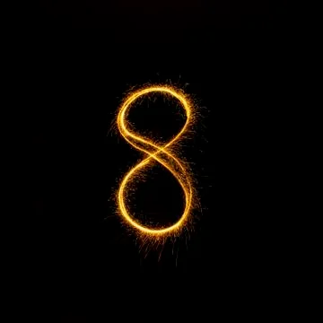 Numbers 0 to 9 created using a sparkler on black Stock Photos