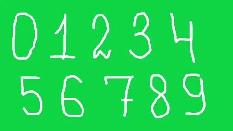 Numbers 0 to 9 on Green Screen, Chroma Key Horizontal Footage Wiggle Scribbl Stock Footage 320857315