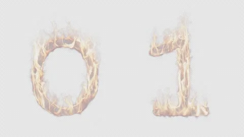 Numbers 0 and 1 burning in fire. Stock Footage 288612232