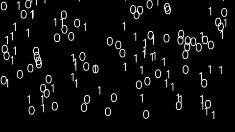 Numbers 0 and Numbers 1 white font of binary system appear randomly in the Stock Footage 304818852