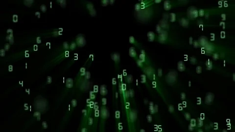 Numbers from 1 to 0 are moved in space. inner glow. Business background Stock Footage 81404383