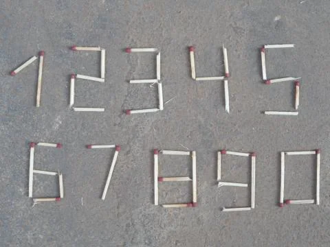 Numbers 1 2 3 4 5 6 7 8 9 0 from match arithmetic count eight figure Stock Photos