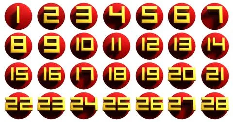 Numbers 1-28 3D. Stock Illustration