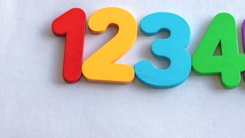Numbers from 1 to 9 moving by themself on gray surface in stop motion animation Stock Footage 206471756