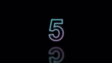 Numbers 10 8 6 3 1 0 count down with neon glow and reflection on black back.. Stock Footage 342432280