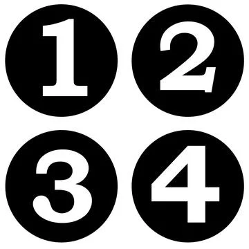The numbers 1234 in black circles Stock Illustration