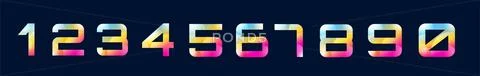 Numbers 1,2,3,4,5,6,7,8,9,0 letters Stock Illustration