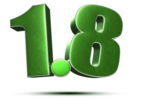 Numbers 1.6 green 3d rendering on white background.(with Clipping Path). Stock Illustration