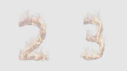 Numbers 2 and 3 burning in fire. Stock Footage 288614380
