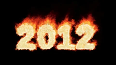 The numbers 2012 burning with orange flames on black background Stock Footage 8908974