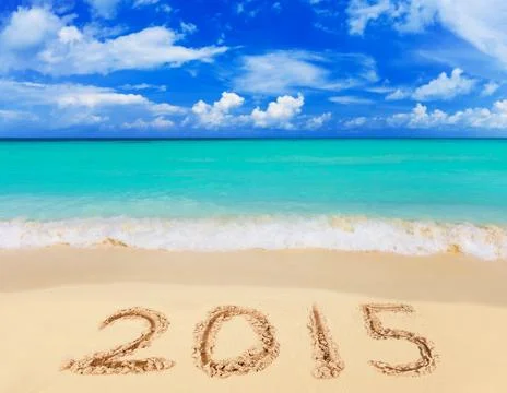Numbers 2015 on beach Stock Photos