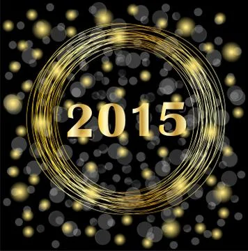 Numbers 2015 year on a black background with gold spangles Stock Illustration