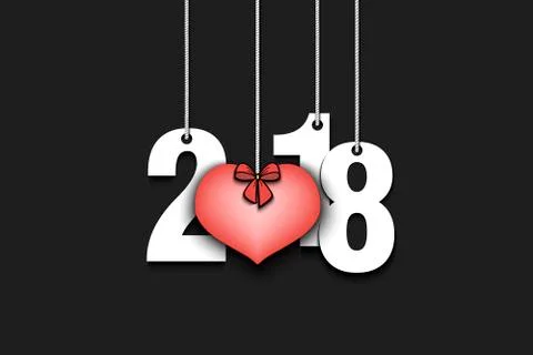 Numbers 2018 and heart on strings Illustrazione stock