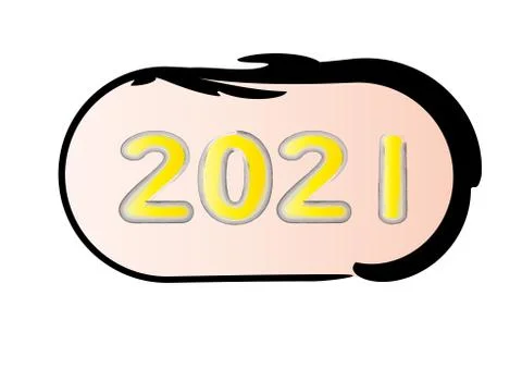 Numbers 2021 in frame on a white background Stock Illustration