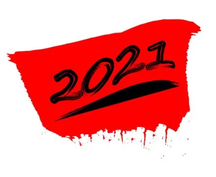 Numbers 2021 on red background, emblem of new year Stock Illustration