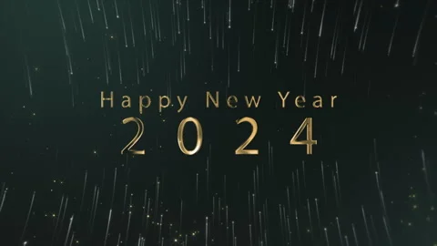 Numbers 2024 on a starry black background written with golden text. Animated Stock Footage 254406248