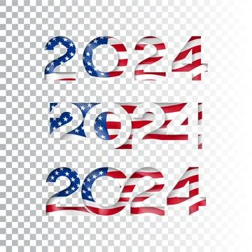 Numbers 2024 with USA flag Stock Illustration
