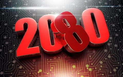 Numbers 2080 3d. Stock Illustration