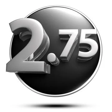 Numbers 2.75 isolated on white background illustration 3D rendering with clip Stock Illustration