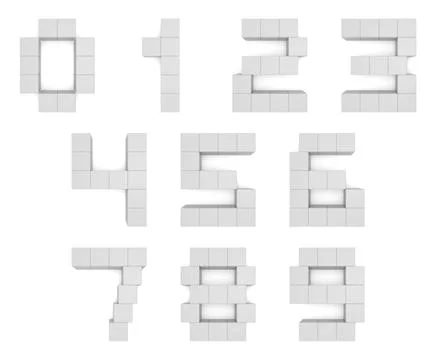 Numbers 3d cubic white Stock Illustration