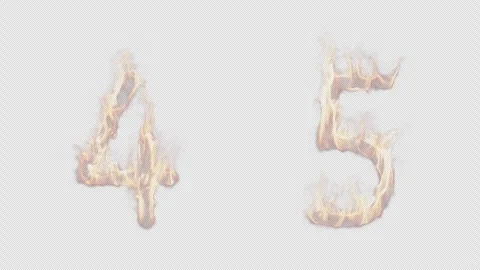 Numbers 4 and 5 burning in fire. Stock Footage 288615756
