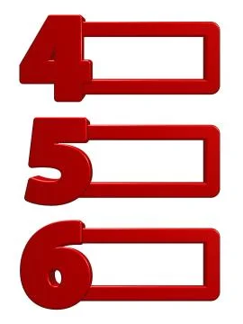 Numbers 456 with frames on white background - 3d illustration Stock-Illustration