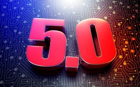 Numbers 5.0 3d rendering on white background.(with Clipping Path). Stock Illustration