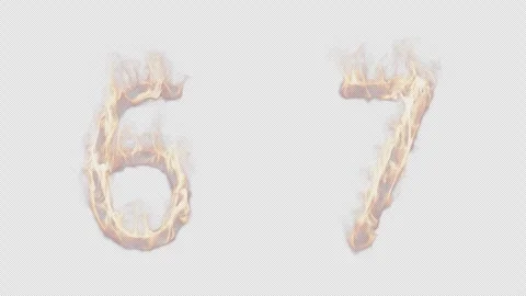 Numbers 6 and 7 burning in fire. Stock Footage 288617362