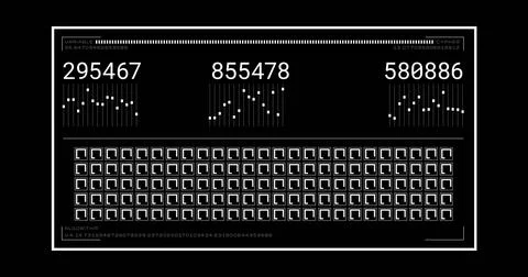 Numbers and binary data processing image over black background with white Stock Illustration