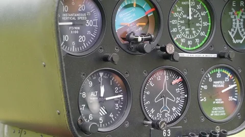Numbers and buttons on the plane dashboard Stock Footage 94555822
