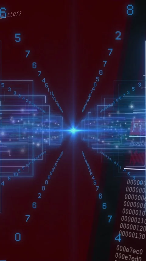 Numbers and code animating on red background, digital encryption and data Stock Footage 319617409