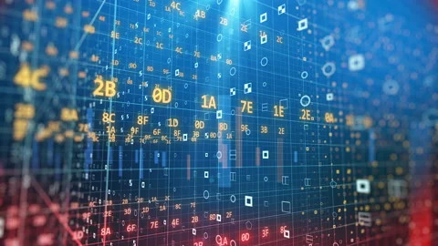 Numbers and codes inside modern digital computer, machine symbols 3d world 库存影片 116350585