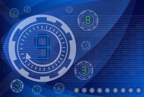 The numbers  and digital technology background, vector illustration Stock Illustration