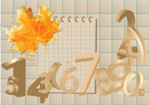 Numbers and leaf Stock Illustration
