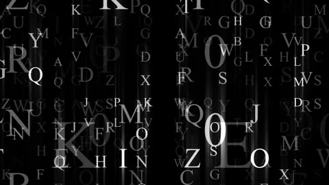 Numbers and letters running in a screen Stock Footage 313381909