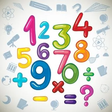 Numbers and math signs Stock Illustration