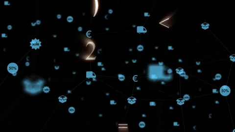 Numbers and mathematic signs spawning on black background Stock Footage 133058689
