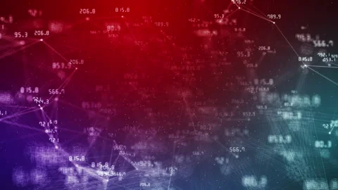Numbers and plexus lines on colored abstract background. Financial indicators Stock Footage 241713669
