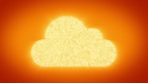 Numbers and symbols form a Cloud Computing icon on gold background. Stock Footage 85629210