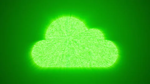 Numbers and symbols form a Cloud Computing icon on green background. Stock Footage 85629338