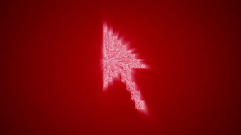 Numbers and symbols form a cursor arrow on red background. Stock-Footage 85637725