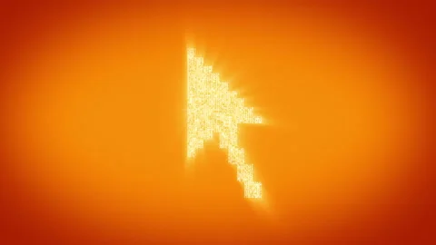 Numbers and symbols form a cursor arrow on gold background. Stock Footage 85637954
