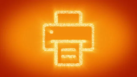 Numbers and symbols form a printer icon on gold background. Video stock 85636700