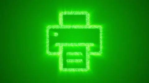 Numbers and symbols form a printer icon on green background. Stock Footage 85636799
