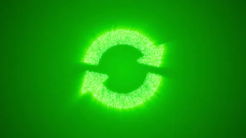 Numbers and symbols form a refresh (restart) icon on green background. Stock Footage 85638091